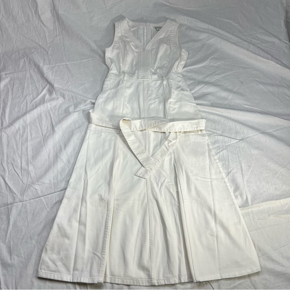 Sundance Poppy White Sleeveless Denim Midi Dress w/removable belt Size 4